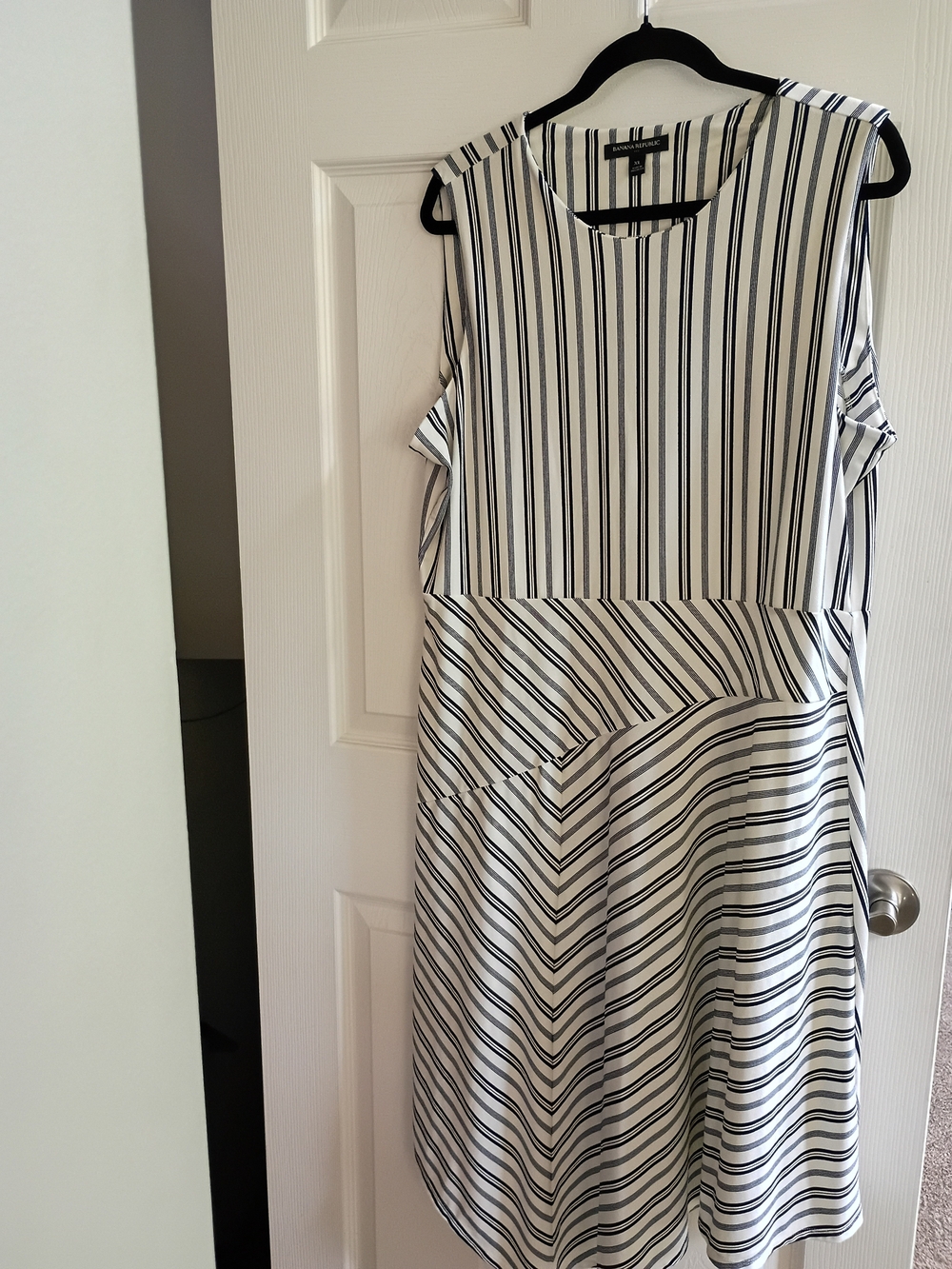 Banana Republic Black and White Striped Sleeveless Dress